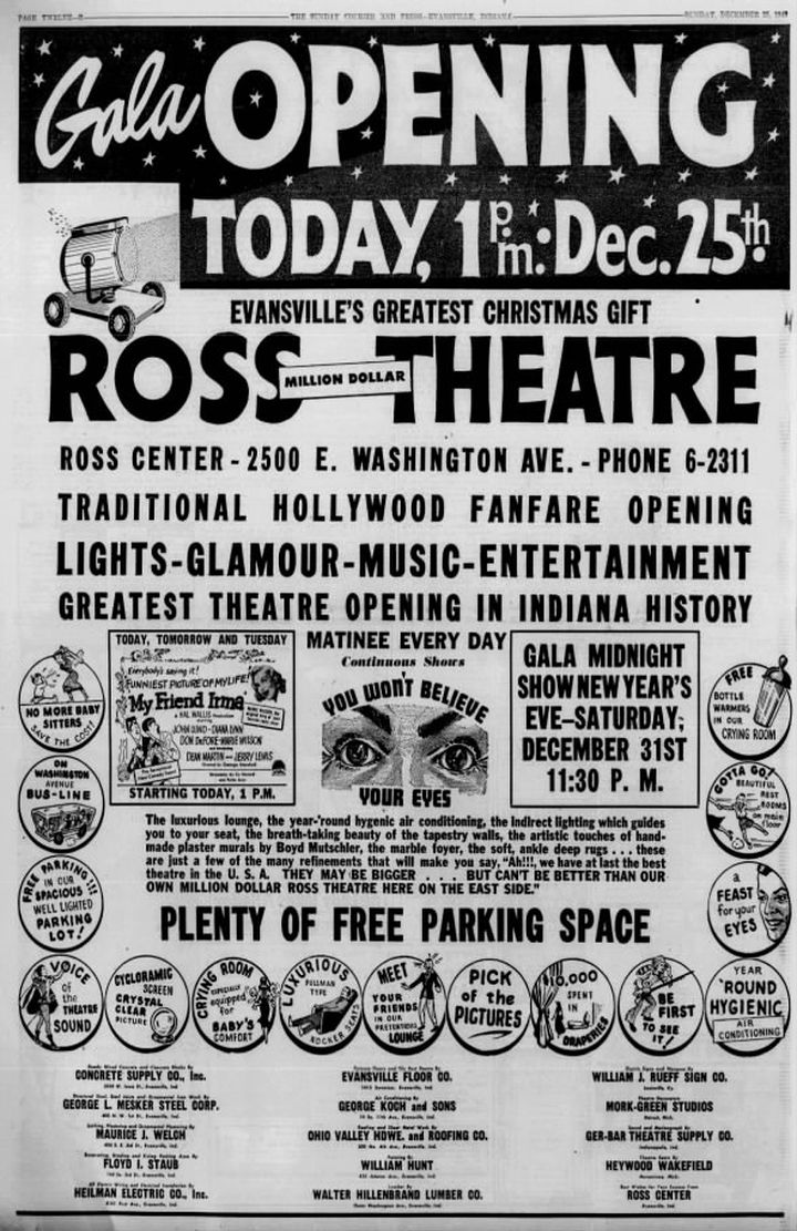 Ross Theatre Gala Opening, December 25, 1949