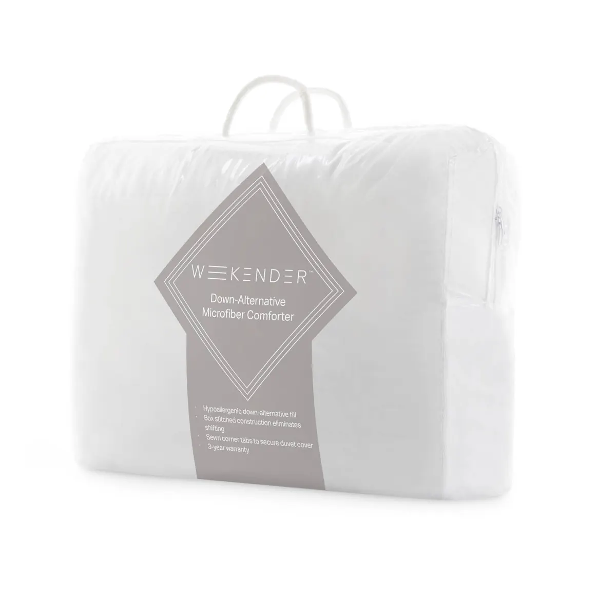 Weekender Down-Alternative Microfiber Comforter in its carry bag