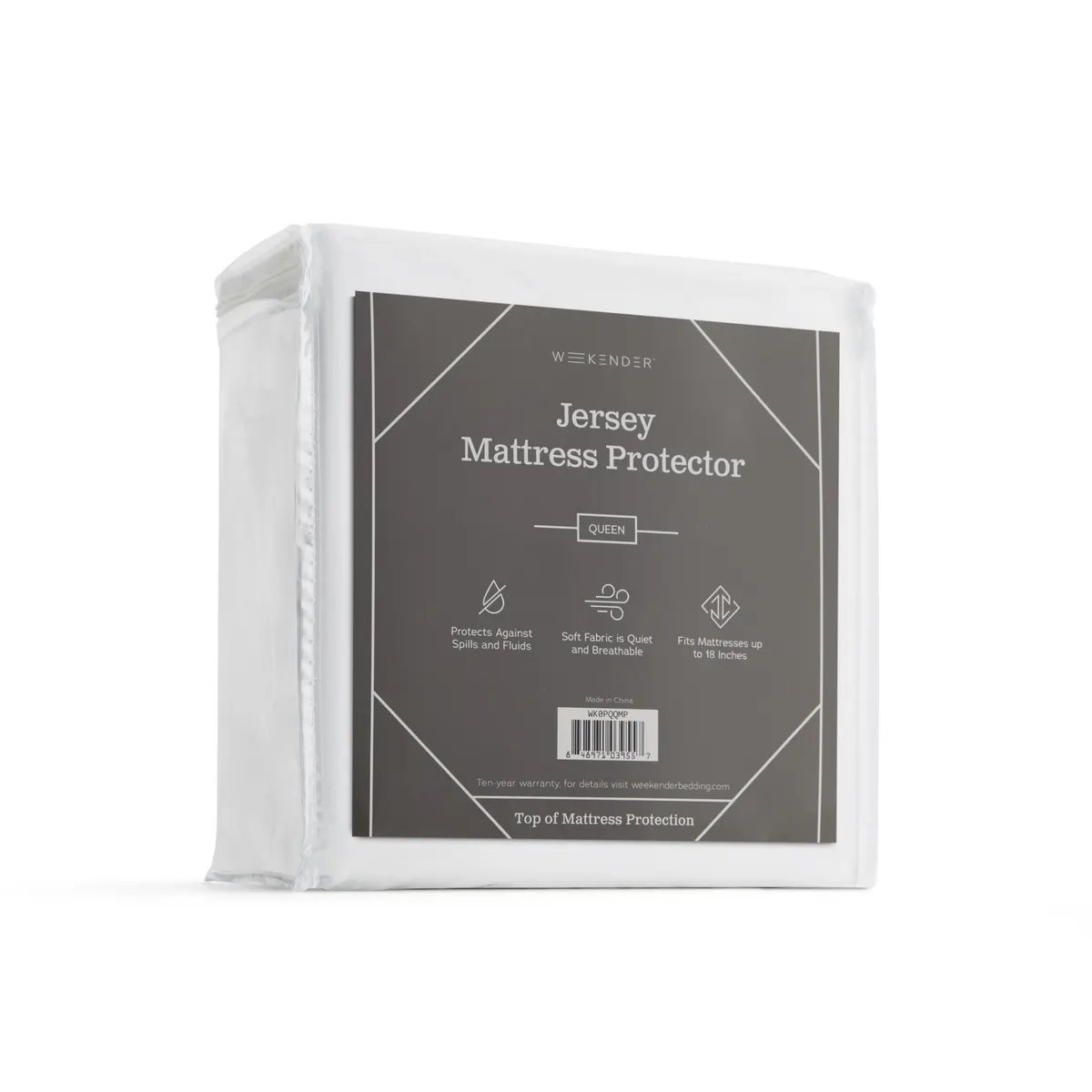 Weekender Jersey Mattress Protector package, Queen