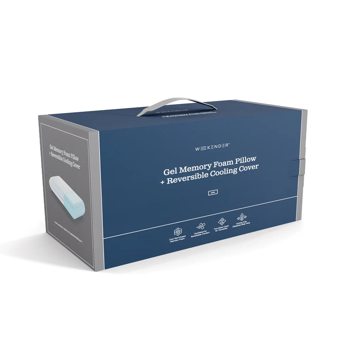 Weekender Gel Memory Foam Pillow plus Reversible Cooling Cover, King-size package