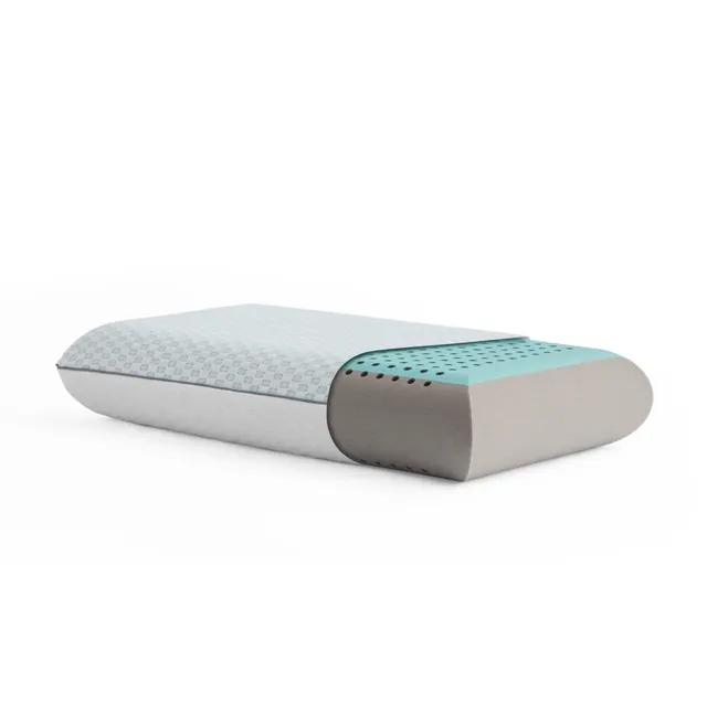 Memory foam pillow cutaway showing a ventilated foam layer